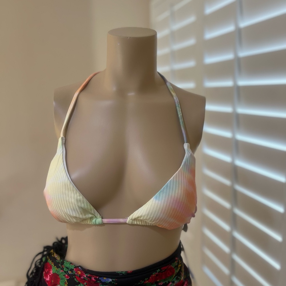 Isabella Rose Ribbed Strappy Bikini Swimsuit Top multicolored Top Size large